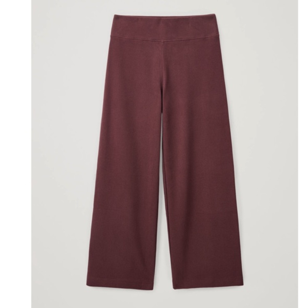 COS Maroon Wide-leg Cotton Lounge Pants Wide Waist Elastic Large